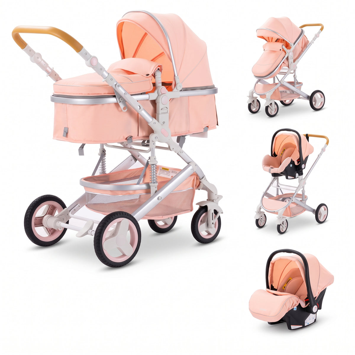 Poussette 3 en 1 Opaline – Nacelle, siège réversible et coque