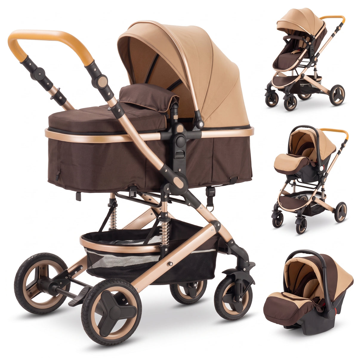 Poussette 3 en 1 Opaline – Nacelle, siège réversible et coque