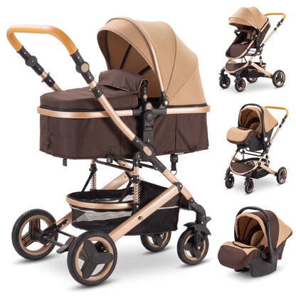 Poussette 3 en 1 Opaline – Nacelle, siège réversible et coque