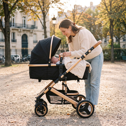 Poussette 3 en 1 Opaline – Nacelle, siège réversible et coque