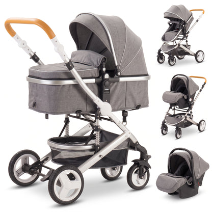 Poussette 3 en 1 Opaline – Nacelle, siège réversible et coque