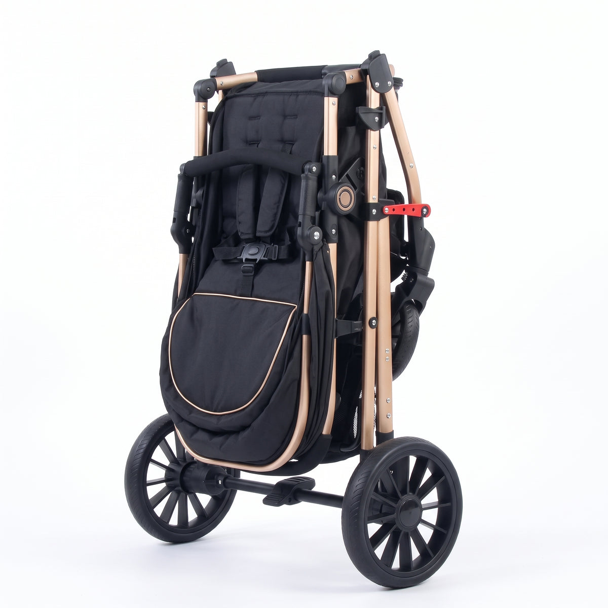 Poussette Céleste – Poussette haute pliable, noir et doré