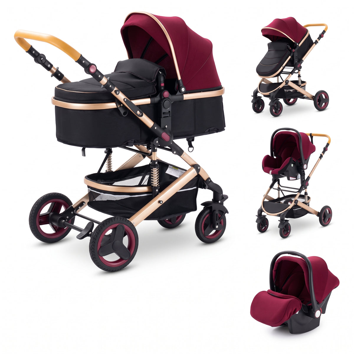 Poussette 3 en 1 Opaline – Nacelle, siège réversible et coque