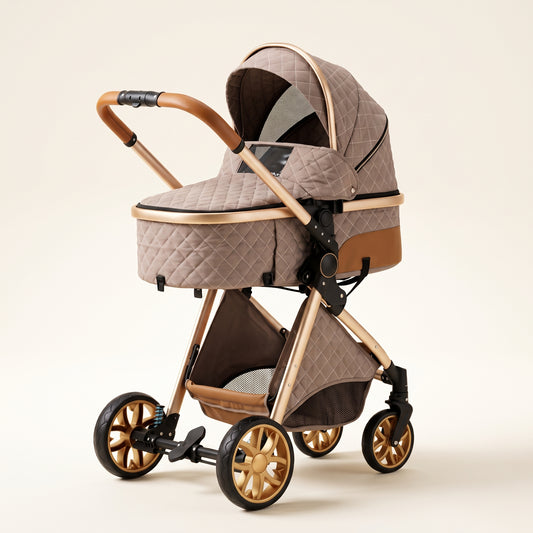 Poussette 3 en 1 Solène – Nacelle matelassée, siège réversible et coque