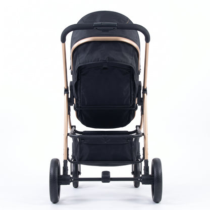 Poussette Céleste – Poussette haute pliable, noir et doré