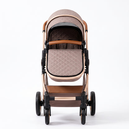 Poussette 3 en 1 Solène – Nacelle matelassée, siège réversible et coque