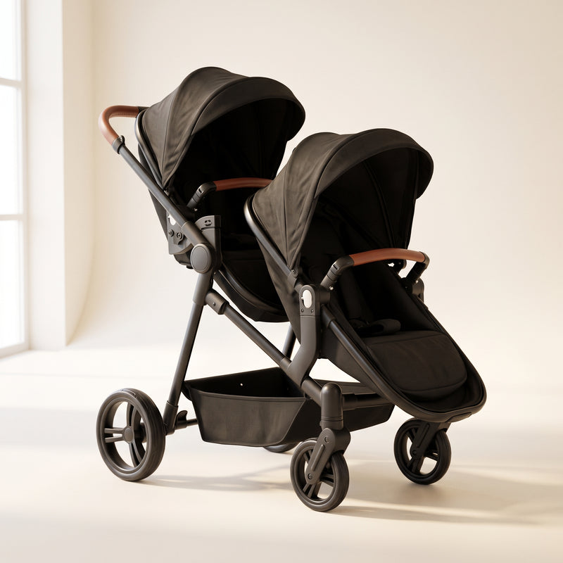 Poussette double Colombe Duo – Deux couffins, deux sièges, 60 cm de large