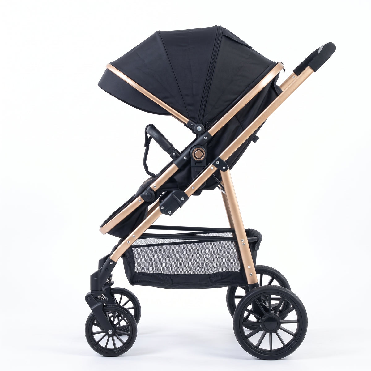 Poussette Céleste – Poussette haute pliable, noir et doré