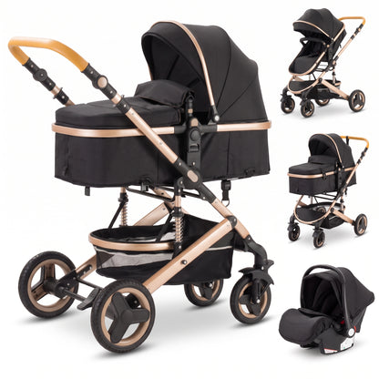 Poussette 3 en 1 Opaline – Nacelle, siège réversible et coque